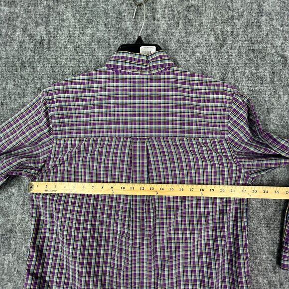 Chaps Shirt Mens Medium Plaid Easy Care Business Casual Button-Down Short Sleeve - Picture 8 of 11